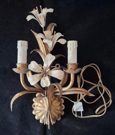 Art nouveau stijl - Wandlamp - Verguld metaal - Tweelichts, Antiek en Kunst, Curiosa en Brocante