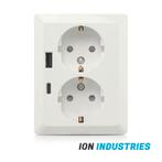 ION Wandcontactdoos Half Opbouw 2-voudig USB-A + USB-C |..., Ophalen of Verzenden, Nieuw