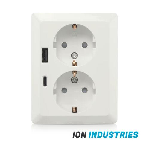 ION Wandcontactdoos Half Opbouw 2-voudig USB-A + USB-C |..., Huis en Inrichting, Lampen | Overige, Nieuw, Ophalen of Verzenden