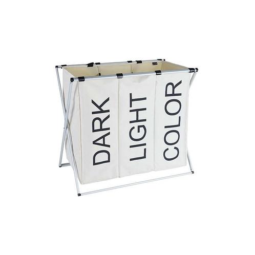 Wasmand - 3 vakken - beige met tekst - 90 liter  - 60 cm, Huis en Inrichting, Badkamer | Badkamermeubels, Verzenden