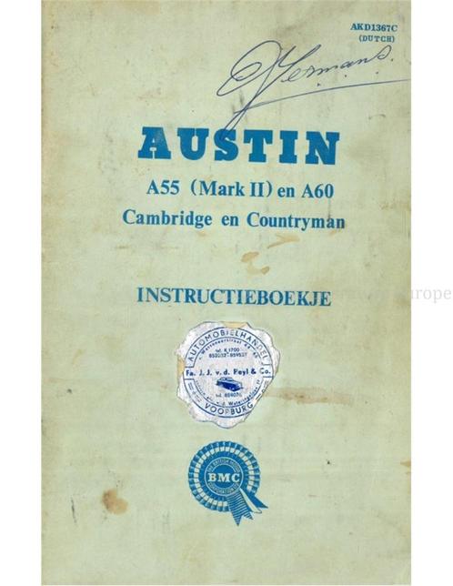 1963 AUSTIN A55 (MK II) | A60 INSTRUCTIEBOEKJE NEDERLANDS, Auto diversen, Handleidingen en Instructieboekjes