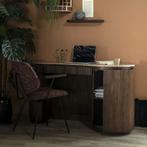 *WOONWINKEL* Eleonora Mari Travertin Bureau Met Ribbel Hout, Verzenden, Nieuw