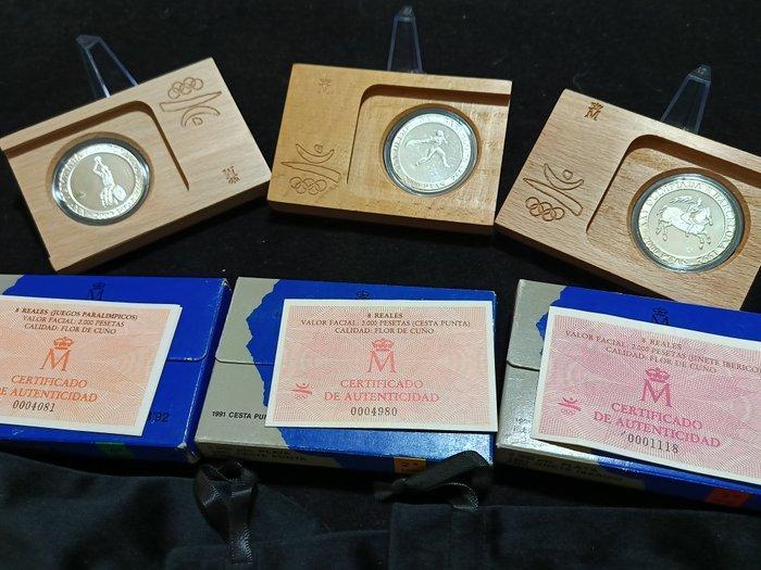 Spanje. 2000 Pesetas 3 Coíns  Juegos Olímpicos 1992, Postzegels en Munten, Munten | Europa | Niet-Euromunten