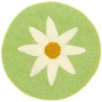 Vilten Onderzetter Rond - Groen met Witte Margriet - 20 cm -, Ophalen of Verzenden, Nieuw