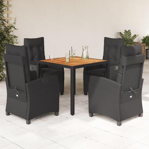 vidaXL 5-delige Tuinset met kussens poly rattan zwart, Tuin en Terras, Tuinsets en Loungesets, Tuinset, Nieuw, 4 zitplaatsen, Rotan