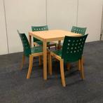 Complete set van 4 stuks stoelen + tafel, beuken - groen, Gebruikt, Ophalen of Verzenden, Bureau