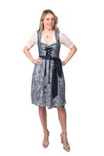 Dirndl 2-teilig, blau/grau Blumen, Verzenden, Nieuw