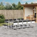 vidaXL 15-delige Tuinset met kussens textileen wit, 4 zitplaatsen, Verzenden, Nieuw, Rvs