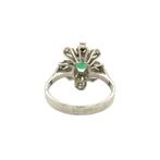 Gouden ring met smaragd en diamant 18 krt, Ophalen of Verzenden, Nieuw