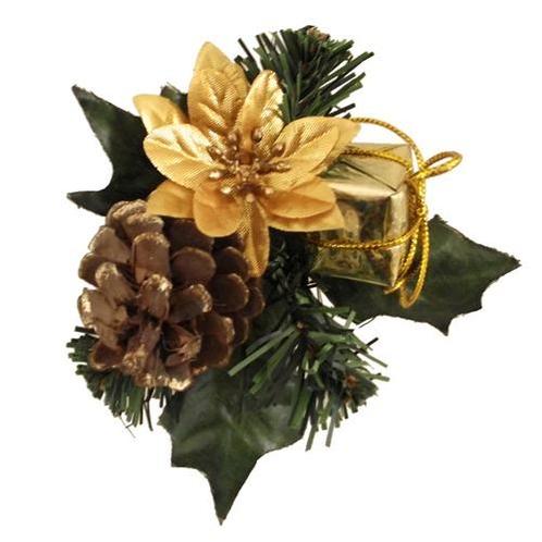 Kerstbijsteker goud kerstroos, cadeautje en dennenappel /, Huis en Inrichting, Woonaccessoires | Kunstplanten en Kunstbloemen