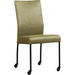 Leren eetkamerstoel Comfort met wieltjes - Vintage Olive, Huis en Inrichting, Stoelen, Overige kleuren, Nieuw, Leer, Ophalen of Verzenden