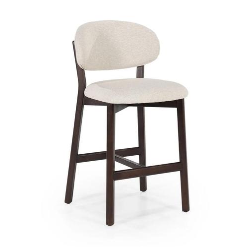 *WOONWINKEL* Eleonora Mikky Luxe Barstoel Walnoot En Beige S, Huis en Inrichting, Barkrukken, Nieuw, Verzenden