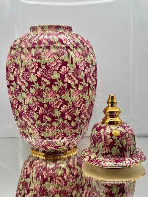 Boch Frères, Keralux - dekselvaas (2) - Saxonia bloemen -, Antiek en Kunst, Antiek | Glas en Kristal