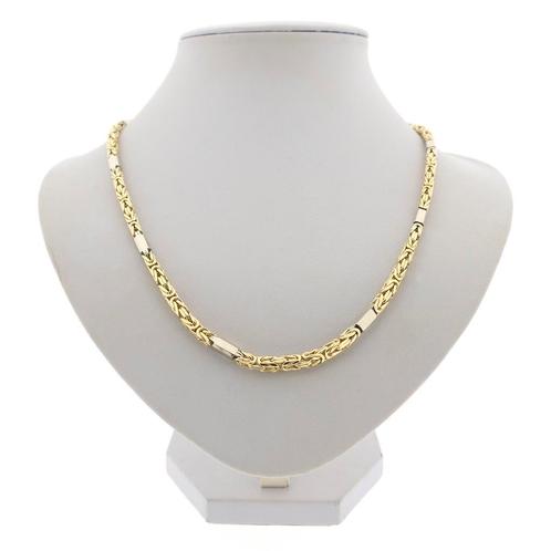 Bicolor gouden koningsketting | 52,5 cm (witgoud) (witgoud), Sieraden, Tassen en Uiterlijk, Kettingen, Overige kleuren, Gebruikt