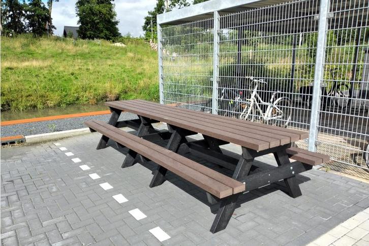 Rockwood® Picknicktafel Vlier - Zwaar Kunststof - Quartz, Tuin en Terras, Picknicktafels, Nieuw, Hout, Rechthoekig, Ophalen of Verzenden