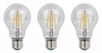E27 LED lamp 3 stuks | gloeilamp A60 | 6W=60W | warmwit fila, Verzenden, Nieuw