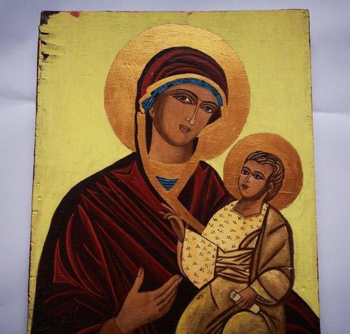 Icoon - 59/35/2,5 cm, De Heilige Moeder van God,, Antiek en Kunst, Antiek | Boeken en Bijbels