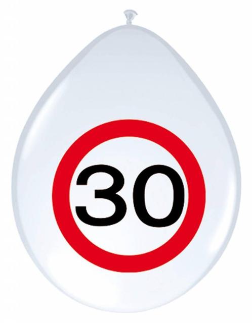 Ballonnen 30 Jaar Verkeersbord 30cm 8st, Hobby en Vrije tijd, Feestartikelen, Nieuw, Verzenden