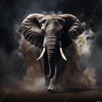 469 - Schilderij olifant, stof, zand, rook, Verzenden, Nieuw, Schilderij, 50 tot 75 cm