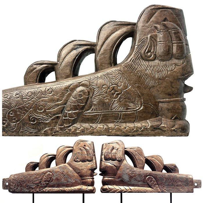 2 Singa huisdecoraties - Batak - Indonesië, Antiek en Kunst, Kunst | Niet-Westerse kunst