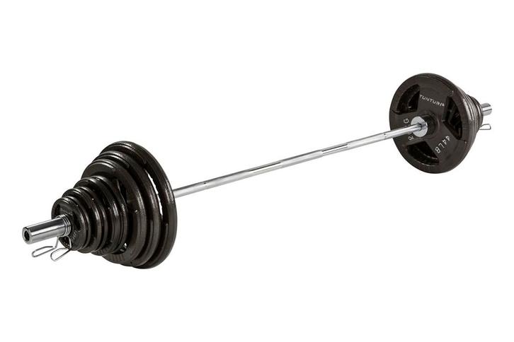 Tunturi 140Kg Olympic Tri - Grip Barbell Set (1/2), Sport en Fitness, Fitnessmaterialen, Nieuw, Verzenden
