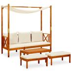 vidaXL Tuinbank met tafel en voetenbanken massief acaciahout, Tuin en Terras, Tuinbanken, Verzenden, Nieuw, Hout
