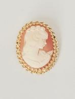 Broche - 14 karaat Geel goud - Camee van natuurlijke schelp, Sieraden, Tassen en Uiterlijk, Antieke sieraden