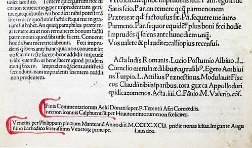 Terenzio - [Incunable] Terentius cum Donato - 1493, Antiek en Kunst, Antiek | Boeken en Bijbels