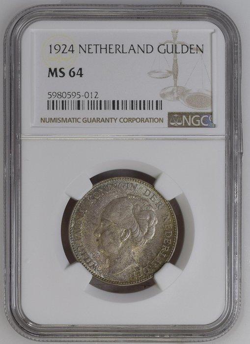 Nederland. Wilhelmina. 1 Gulden 1924, Postzegels en Munten, Munten | Nederland