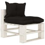 vidaXL Tuinmiddenbank met zwarte kussens pallet hout, Verzenden, Nieuw, Hout