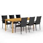 vidaXL 7-delige Tuinset zwart, Tuin en Terras, Tuinsets en Loungesets, 6 zitplaatsen, Nieuw, Tuinset, Verzenden