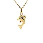 Gouden hanger dolfijn met diamant 14 krt, Goud, Wit, Zo goed als nieuw, Verzenden