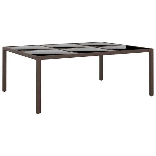 vidaXL Tuintafel met glazen blad 200x150x75 cm rattan bruin, Tuin en Terras, Tuintafels, Nieuw, Verzenden