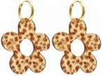 Bloem oorbellen - Luipaard print - Verkleuren niet - RVS, Sieraden, Tassen en Uiterlijk, Oorbellen, Overige materialen, Hangers