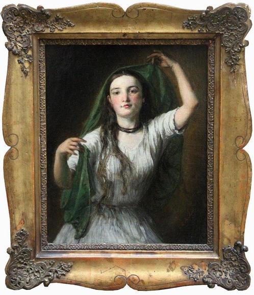 Johann Baptist Reiter (1813-1890) - Portrait of a girl, Antiek en Kunst, Kunst | Schilderijen | Klassiek