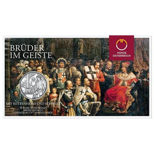 Oostenrijk 10 Euro Broederschap 2021 Zilver BU, Postzegels en Munten, Munten | Europa | Euromunten, Verzenden