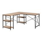 Bureau Klirurud L-vormig of recht bureau eikenkleurig en zwa, Huis en Inrichting, Bureaus, Verzenden, Nieuw