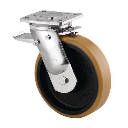 Gebruikte wielen zwenkwiel met rem ø 250 mm, Doe-het-zelf en Verbouw, Zwenkwielen, Ophalen of Verzenden