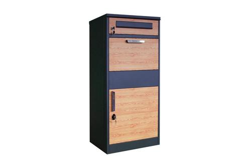 Pakketbrievenbus - 50x38x112 cm - staal - antraciet houtlook, Tuin en Terras, Brievenbussen, Nieuw, Ophalen of Verzenden