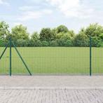 vidaXL Geluid Draad Hek met 13 Flanged Palen Groen 1x100 m, Verzenden, Nieuw, IJzer