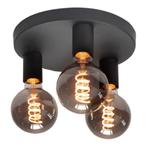 Highlight Ronde plafondplaat 25 cm 3xE27 fitting Zwart, Ophalen of Verzenden, Nieuw