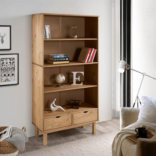 vidaXL Boekenkast OTTA 2 lades massief grenenhout, Huis en Inrichting, Kasten | Boekenkasten, 25 tot 50 cm, Nieuw, Grenenhout