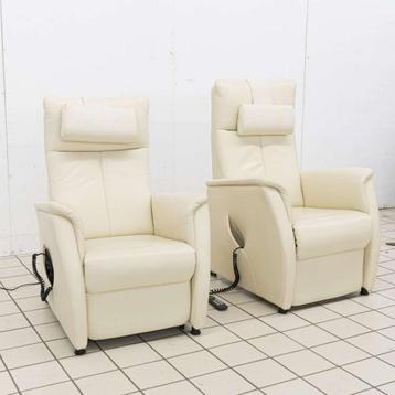 2x Sta op Stoelen Prominent Relaxfauteuils Wit Leer beschikbaar voor biedingen