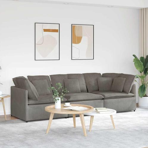vidaXL Modulaire bank met kussens corduroy stof lichtgrijs, Huis en Inrichting, Banken | Bankstellen, Nieuw, Stof, Verzenden