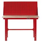 Werkbank rood 150 cm met hardhouten blad en gereedschapsbord, Nieuw, Ophalen of Verzenden