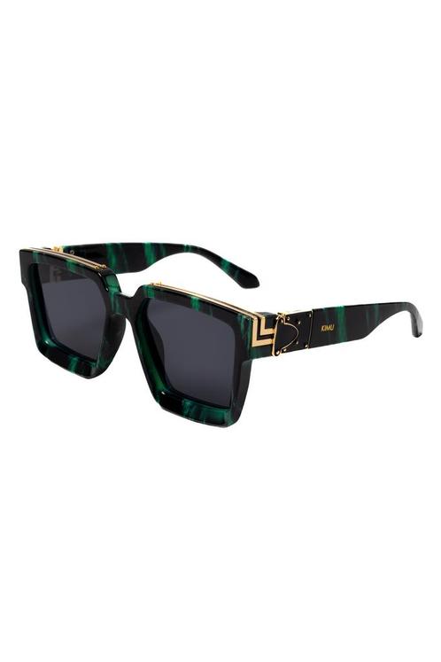 Vierkant Dik Montuur Zonnebril Marmer Groen Zwart Montuur Zw, Hobby en Vrije tijd, Feestartikelen, Carnaval, Feestartikel, Nieuw