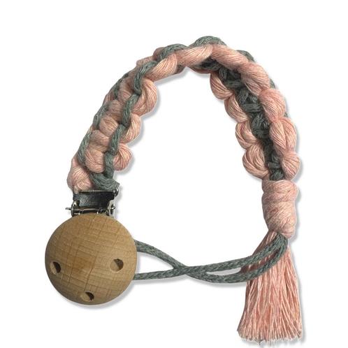 Speenkoord Alpha - Roze en Mintgroen - Katoen - Macramé -, Kinderen en Baby's, Overige Kinderen en Baby's, Nieuw, Ophalen of Verzenden