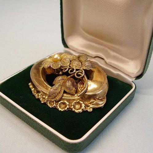 Zonder Minimumprijs - Broche Verguld, Zilver Parel -, Sieraden, Tassen en Uiterlijk, Antieke sieraden