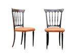 Stoel - hout en fineer en brons - Paar Chiavarina vintage