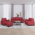 vidaXL 4-delige Loungeset met kussens fluweel wijnrood, Huis en Inrichting, Banken | Bankstellen, Verzenden, 150 tot 200 cm, Nieuw